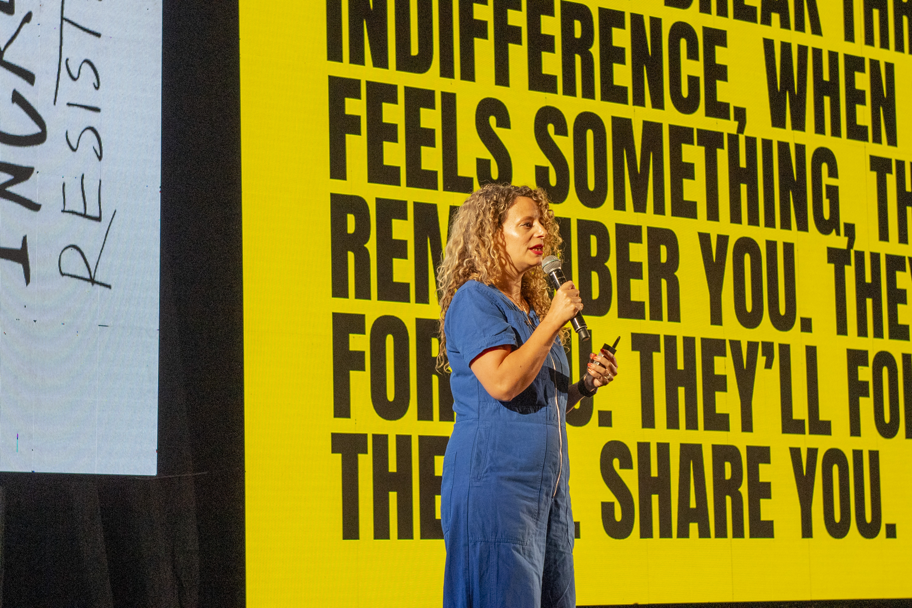 Rebecca Rowntree keynote with a full crowd