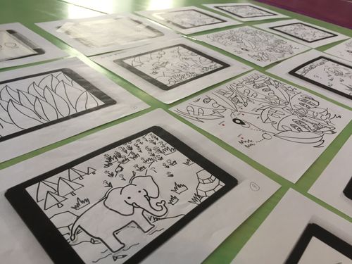 Storyboard images of the app development