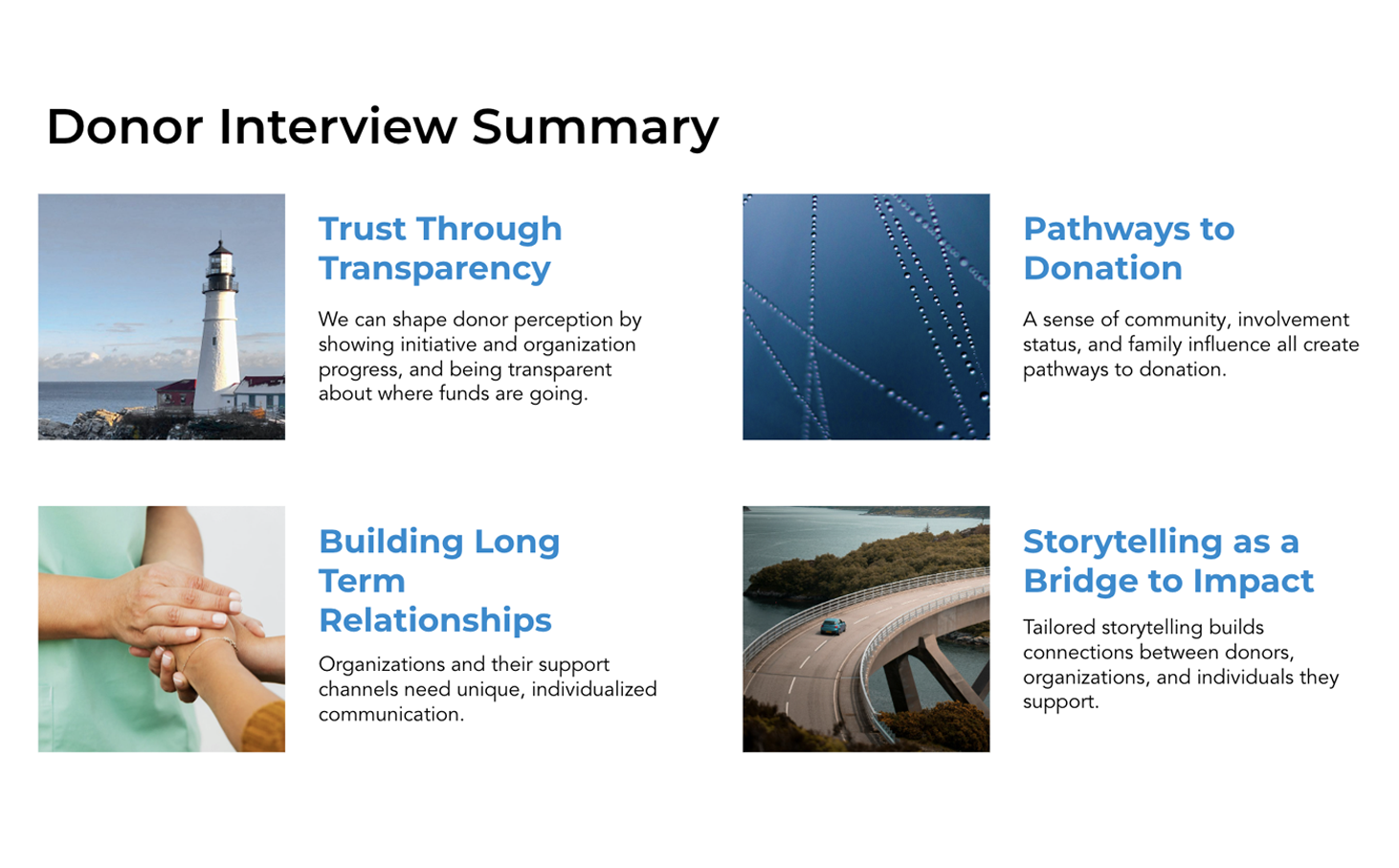 Research themes from philanthropic donor interviews