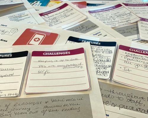 Completed worksheets showing concepts based on selected challenges, features, and mediums.