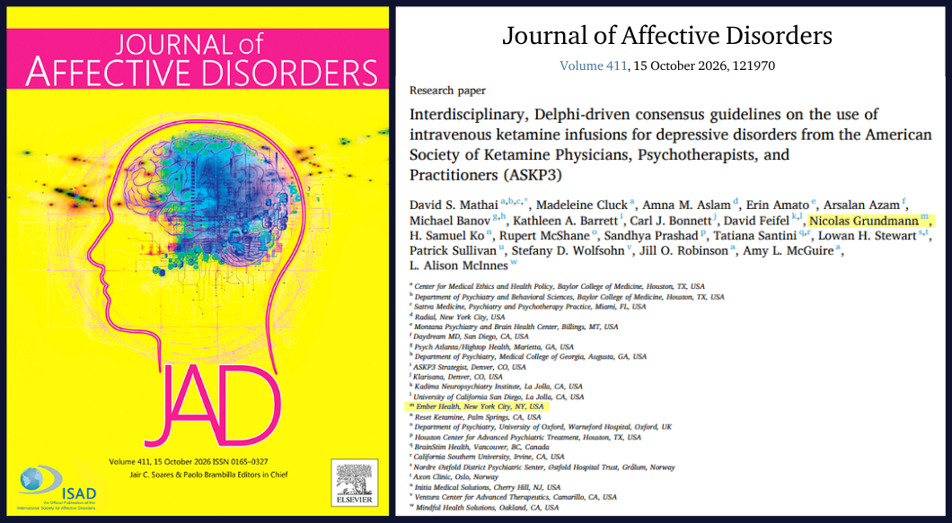 Journal of Affective Disorders publishes first-of-their-kind consensus guidelines on use of IV ketamine for depressive disorders.