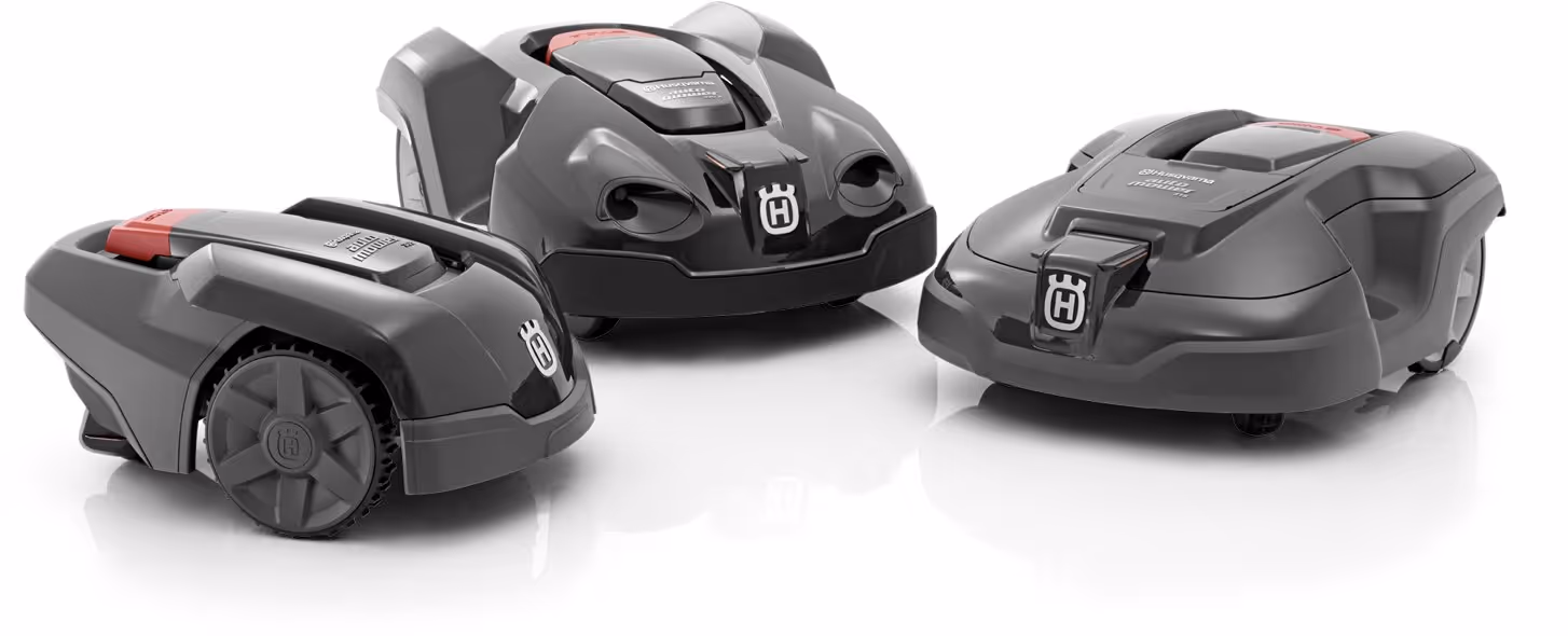 Ulike robotklippere på hvit bakgrunn.