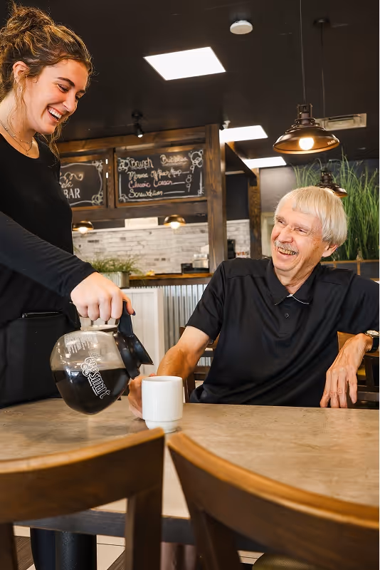 Happy Staff Customer Coffee Portrait Eggsmart Collingwood