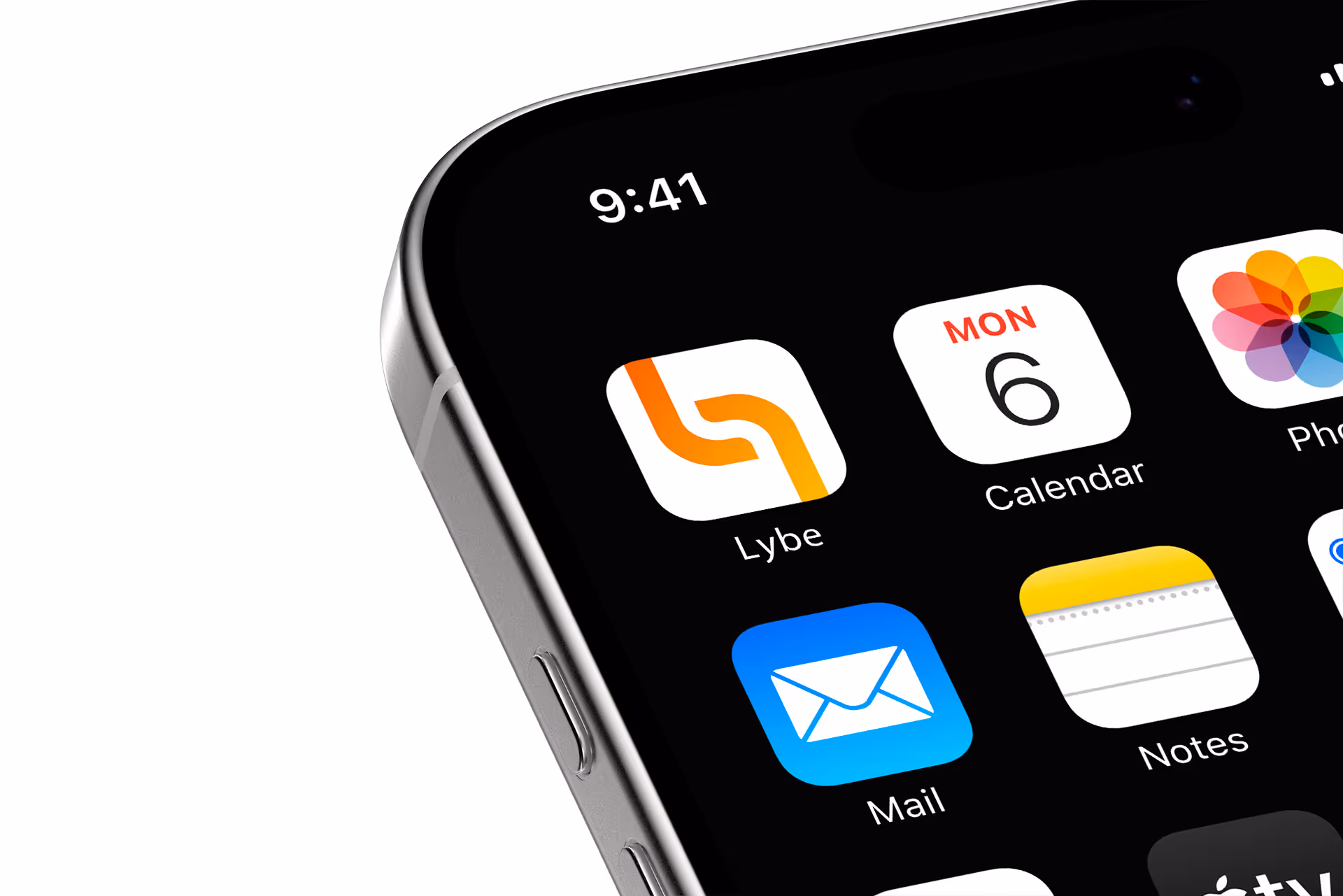 Logo de l'application Lybe sur un iphone réalisé par l'agence de création Page Blanche