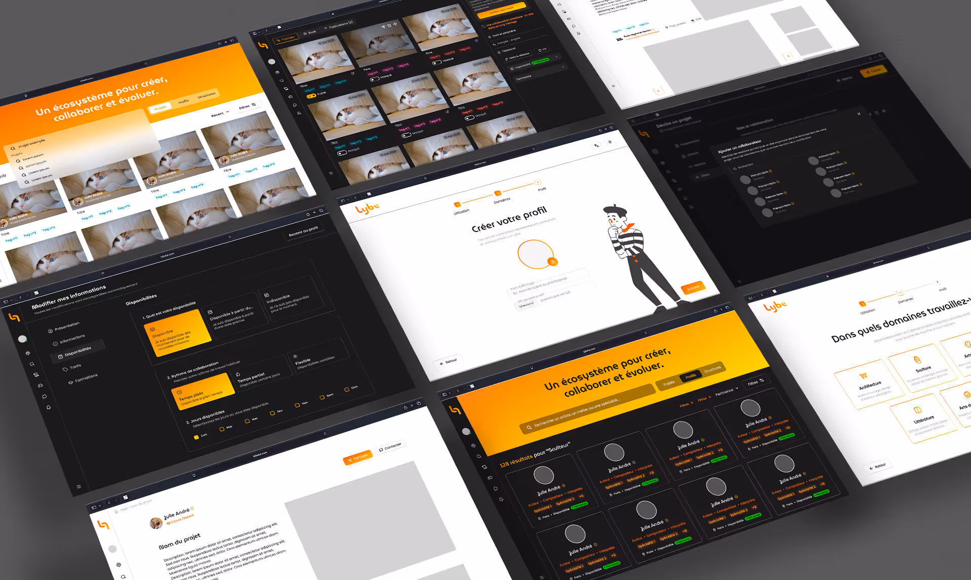 Maquettes Ux et UI pour l'application Lybe par l'agence Page Blanche