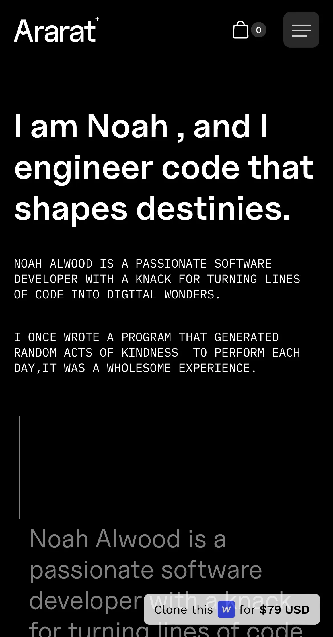 Portfolio Webflow Template - Ararat - Designed by Azwedo.com and Wedoflow.com
