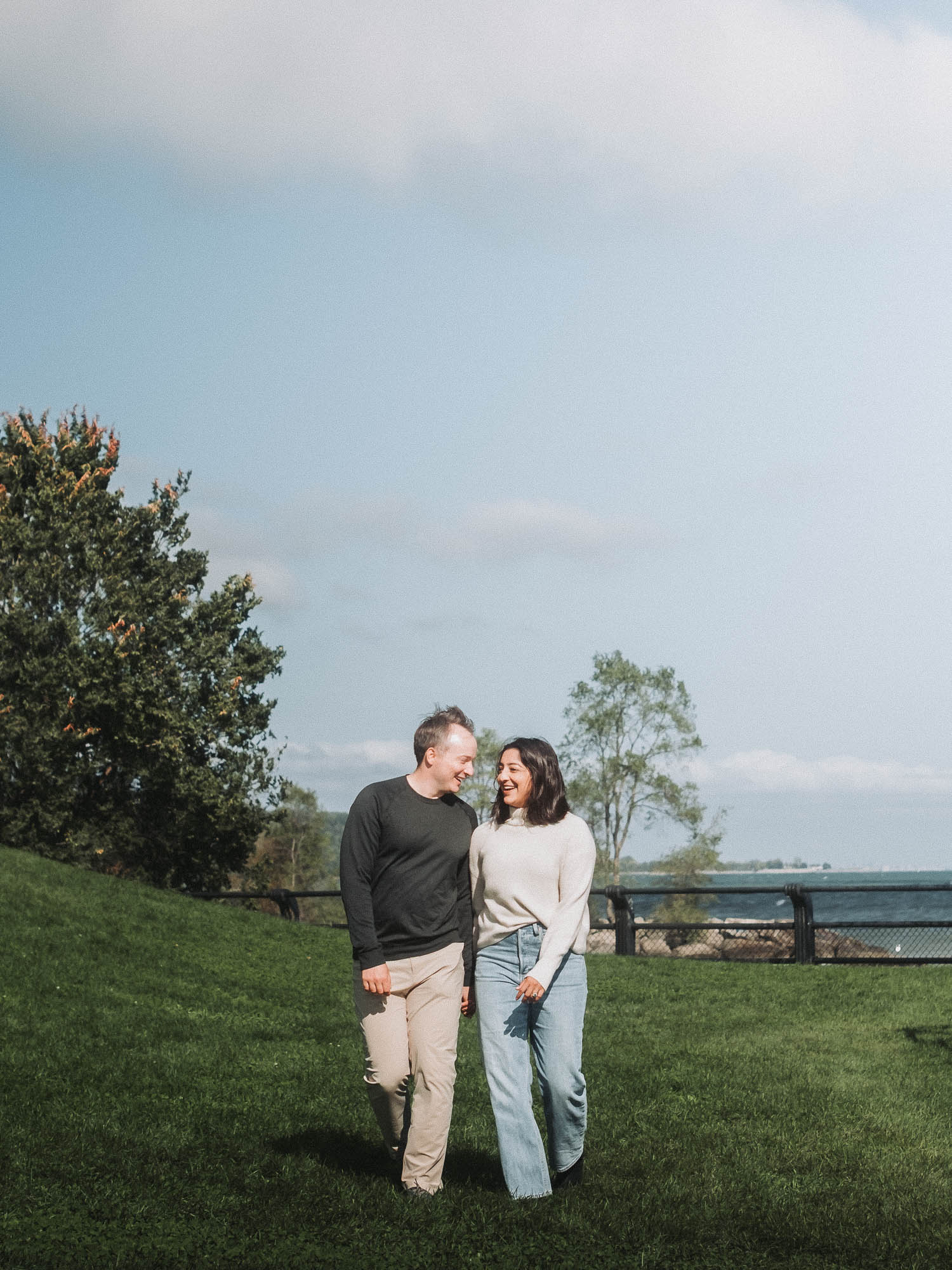 A cute engaged couple summer Toronto photoshoot at RC Harris Water treatment plant - Kash Klicks Studios