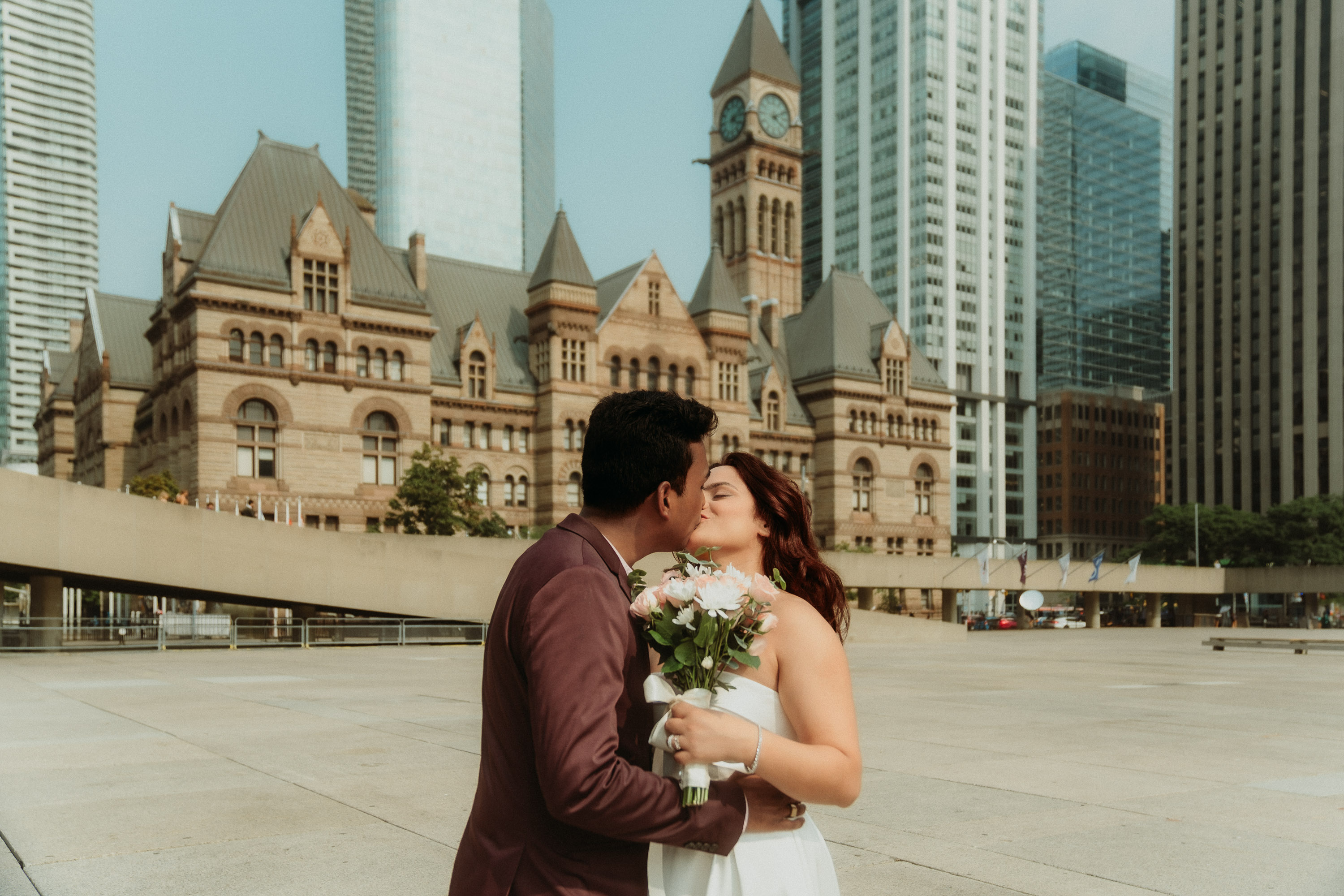 Engaged couple on a yacht in Toronto during a pre-wedding photoshoot
