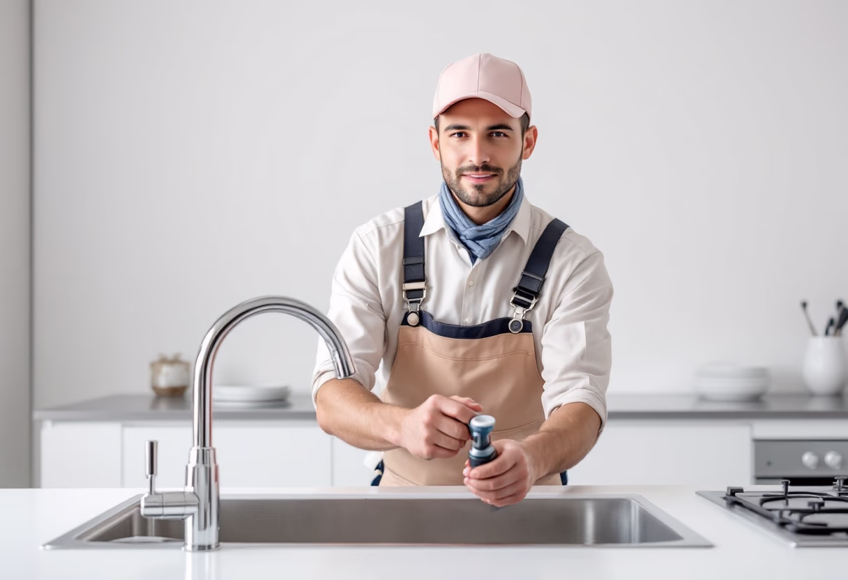 image of plumber working under a sink for a plumbing service