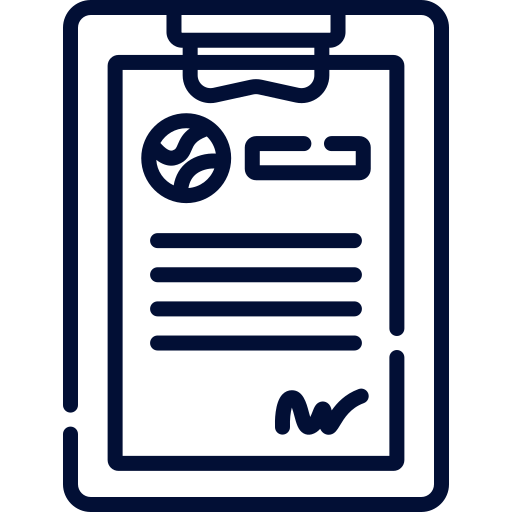 Icono azul oscuro de Aduanas, estilo outline round border.