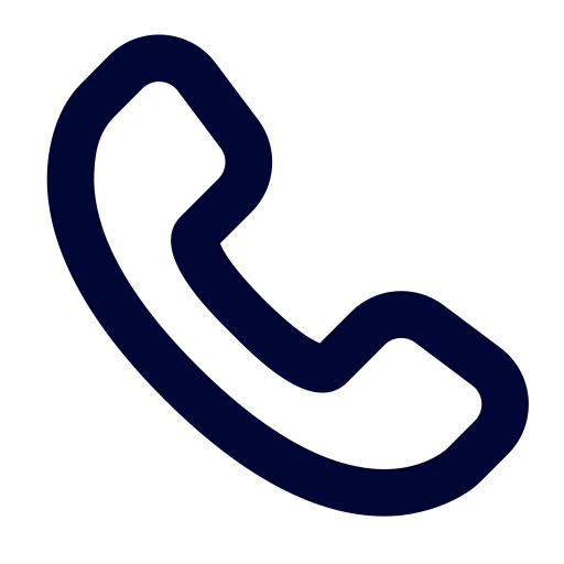 Icono azul oscuro de Teléfono, estilo outline round border.