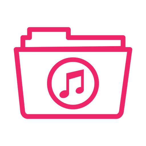 Pink folder icon with a music note symbol indicating a music collection or playlist.