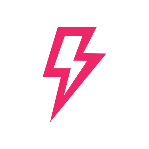 Pink lightning bolt icon on a white background.