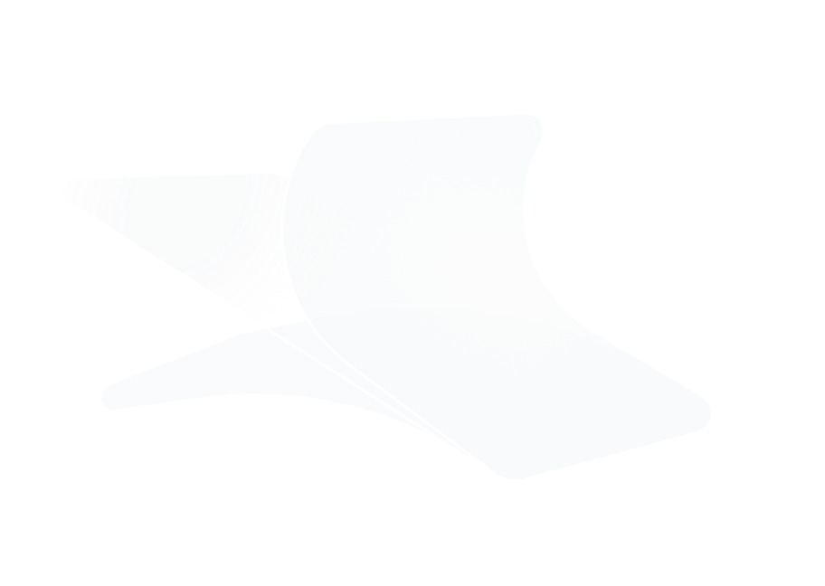 Abstract icon of overlapping curved translucent planes, representing software that works intuitively with the user.