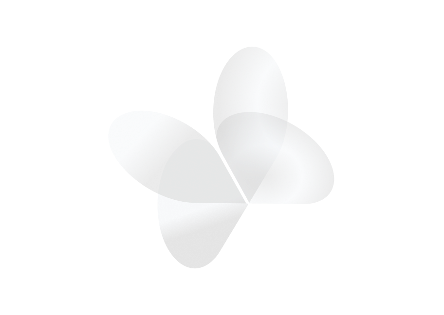 Abstract geometric icon of four translucent overlapping petals, representing fragmented current systems.