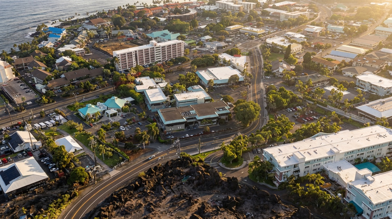Aerial view of the WorkStar Kona clinic location on the Big Island of Hawaii