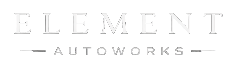 Element Autoworks logo with silver text on black background.