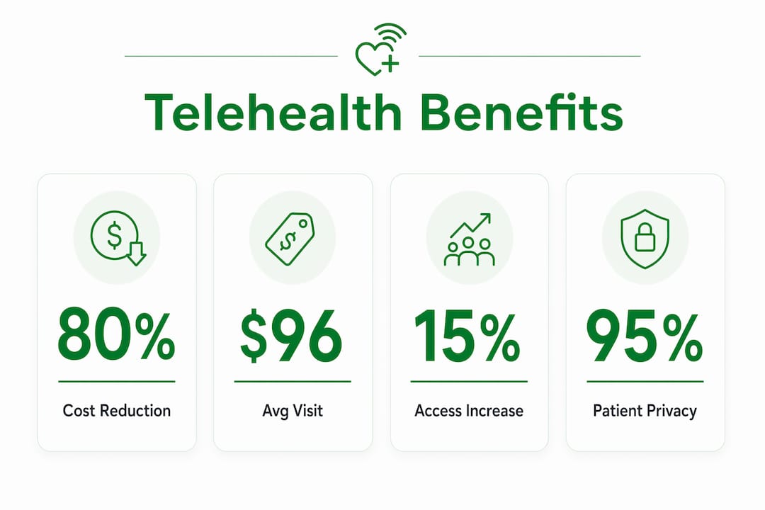 Infographic showing telehealth benefits statistics