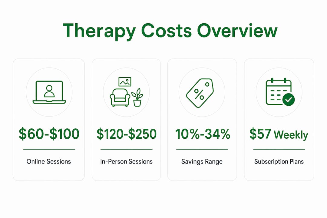 Infographic comparing costs of online and in-person therapy