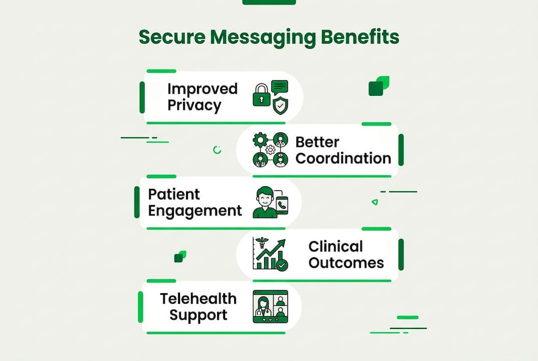 Infographic showing key benefits of secure health messaging
