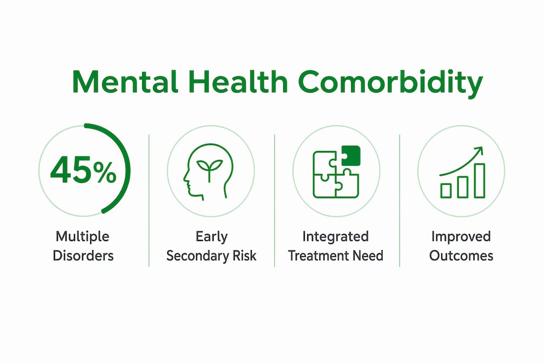 Infographic showing key mental health comorbidity statistics