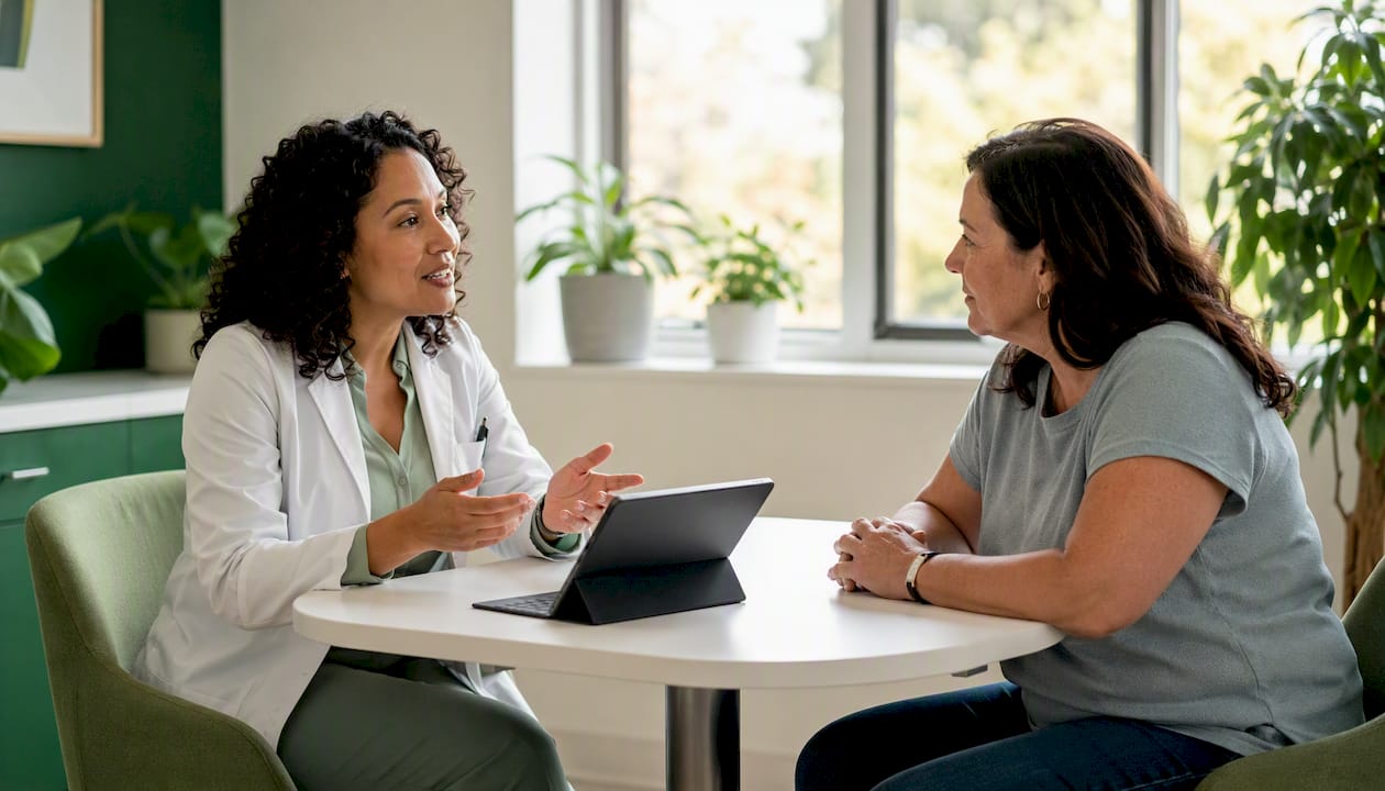 Doctor consulting patient about tirzepatide side effects