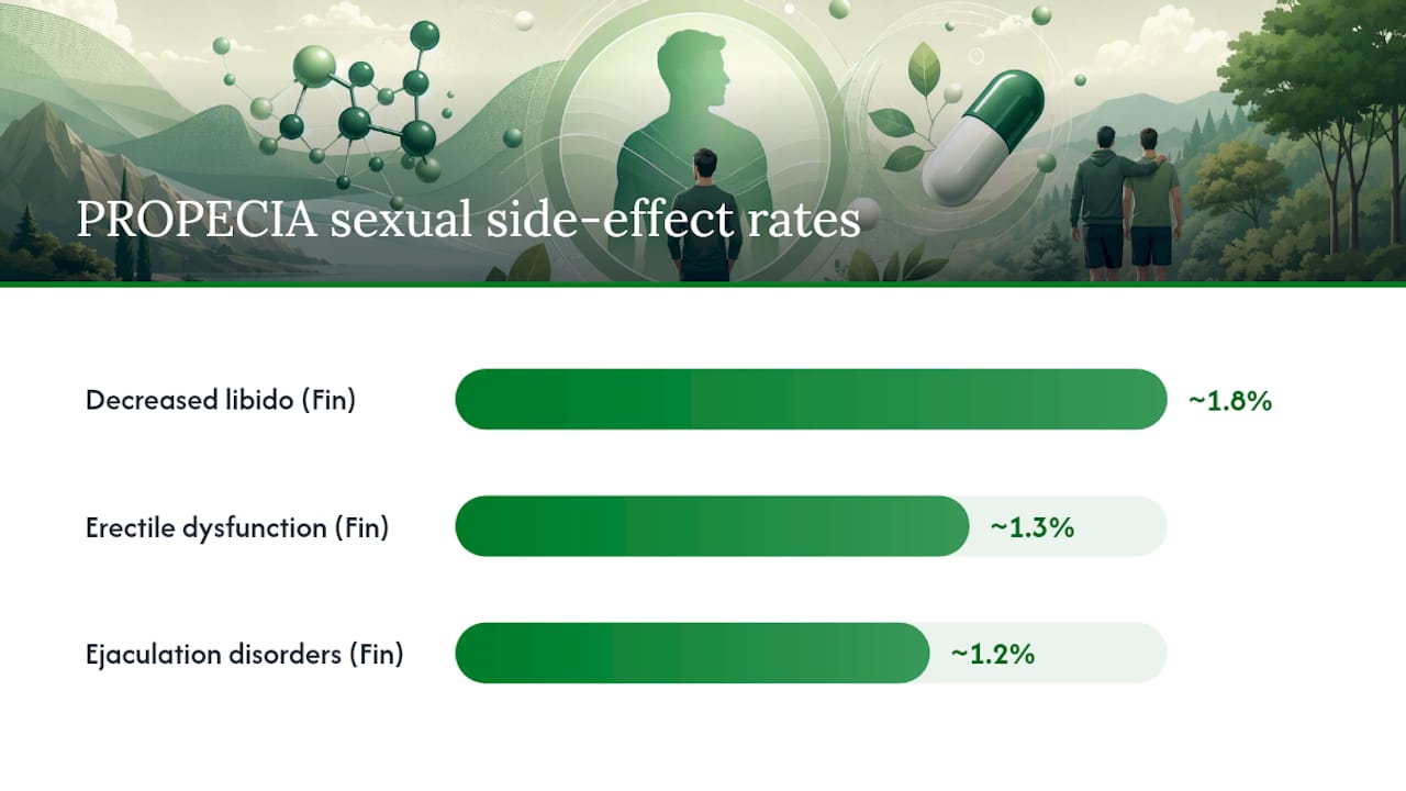 Chart comparing finasteride and placebo sexual side effect rates