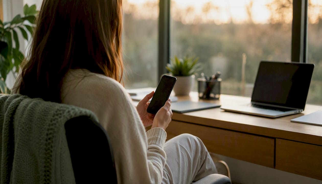 User holding smartphone for telehealth access