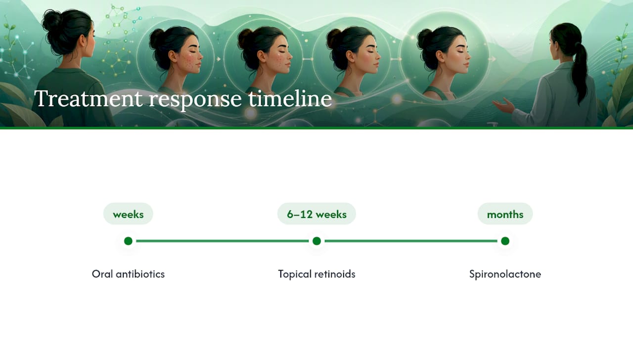 Timeline of acne treatment effectiveness over weeks