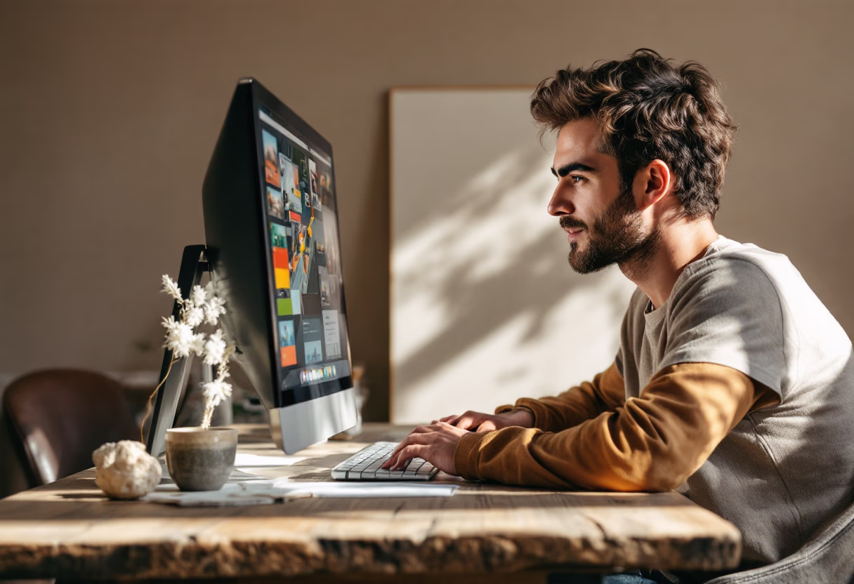 image of a person working on a computer in an office setting (for a mobility and transportation)