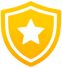 Yellow shield icon with a white star in the center.
