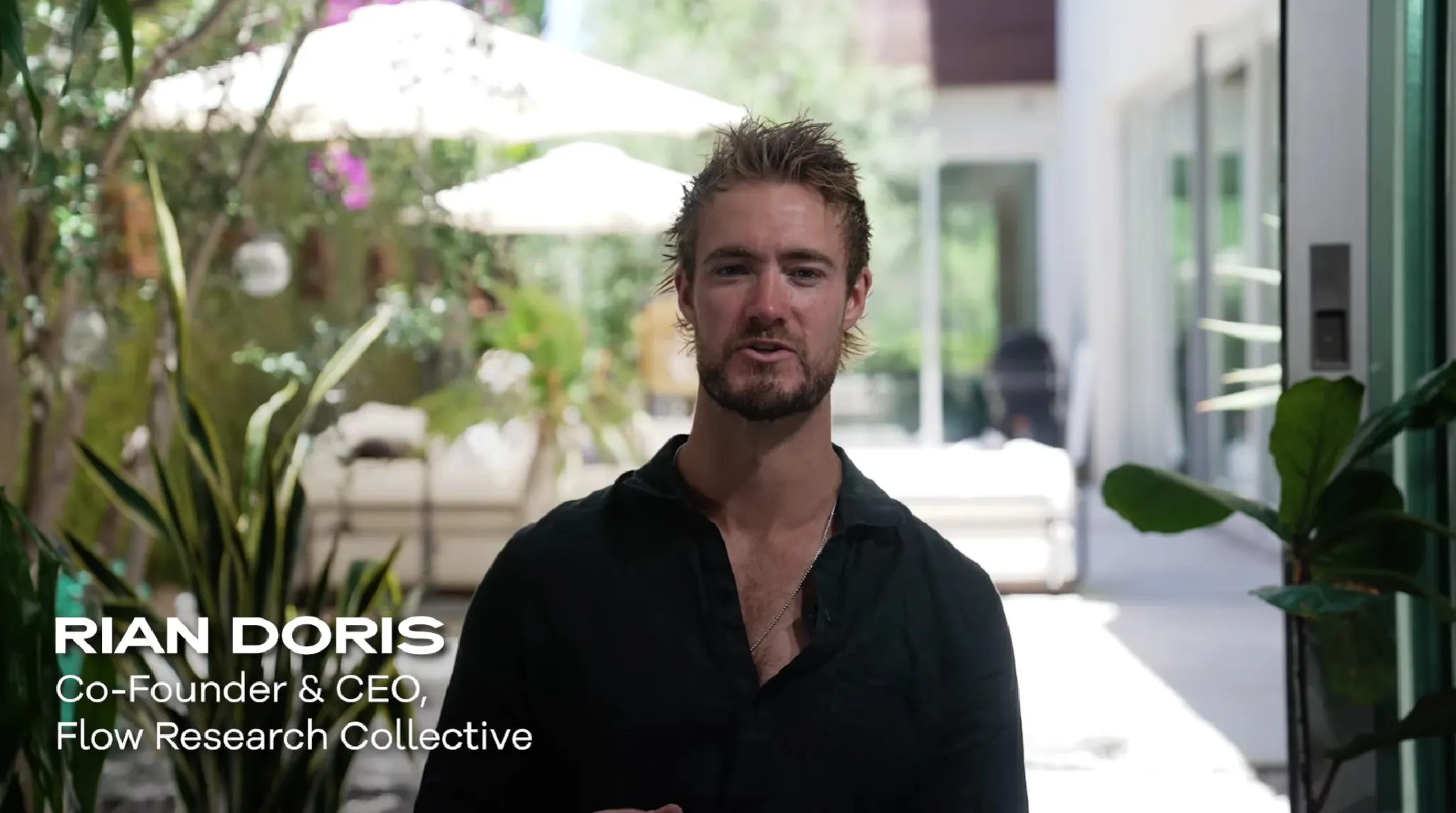 Rian Doris from Flow Research Collective talking into the camera