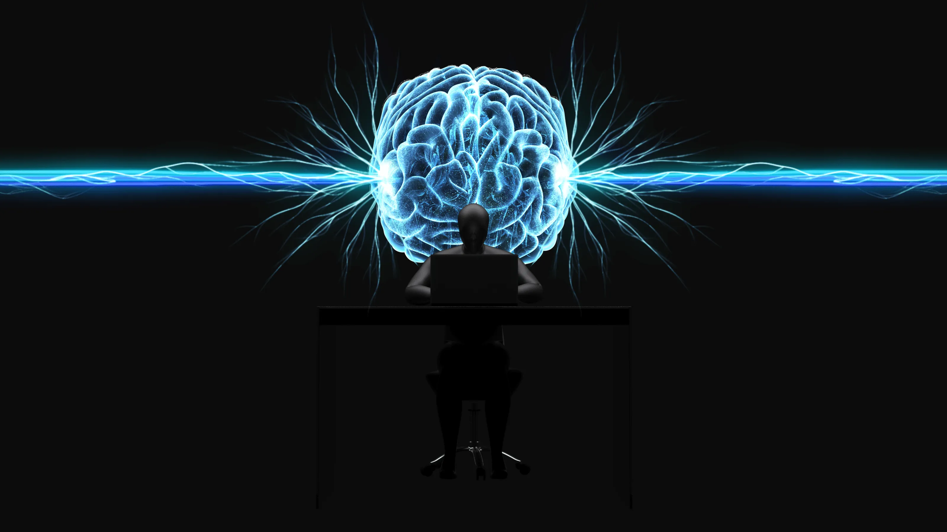 Person working in flow artwork