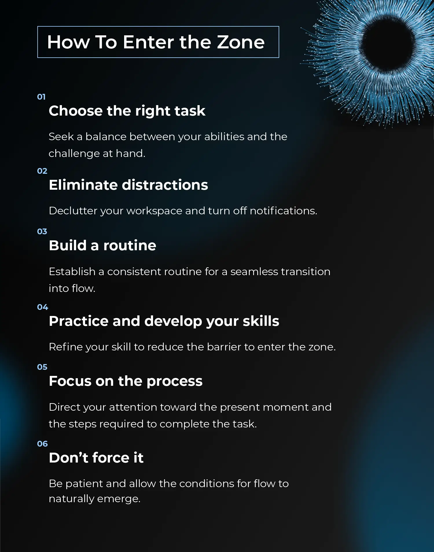 Tips for how to get into the zone