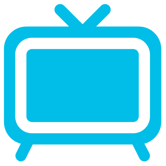 Icon of a retro television set in blue.