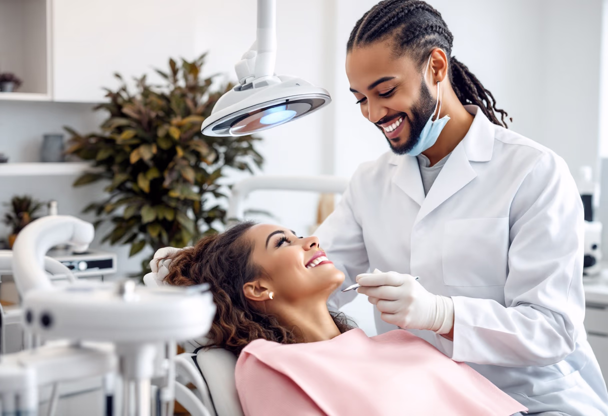 image of a dentist with a patient in a dental office