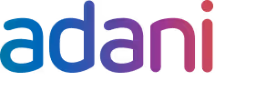 Adani company logo in gradient blue to red letters.