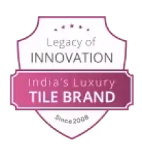 Badge stating Legacy of Innovation, India's Luxury Tile Brand since 2008 with stars above.