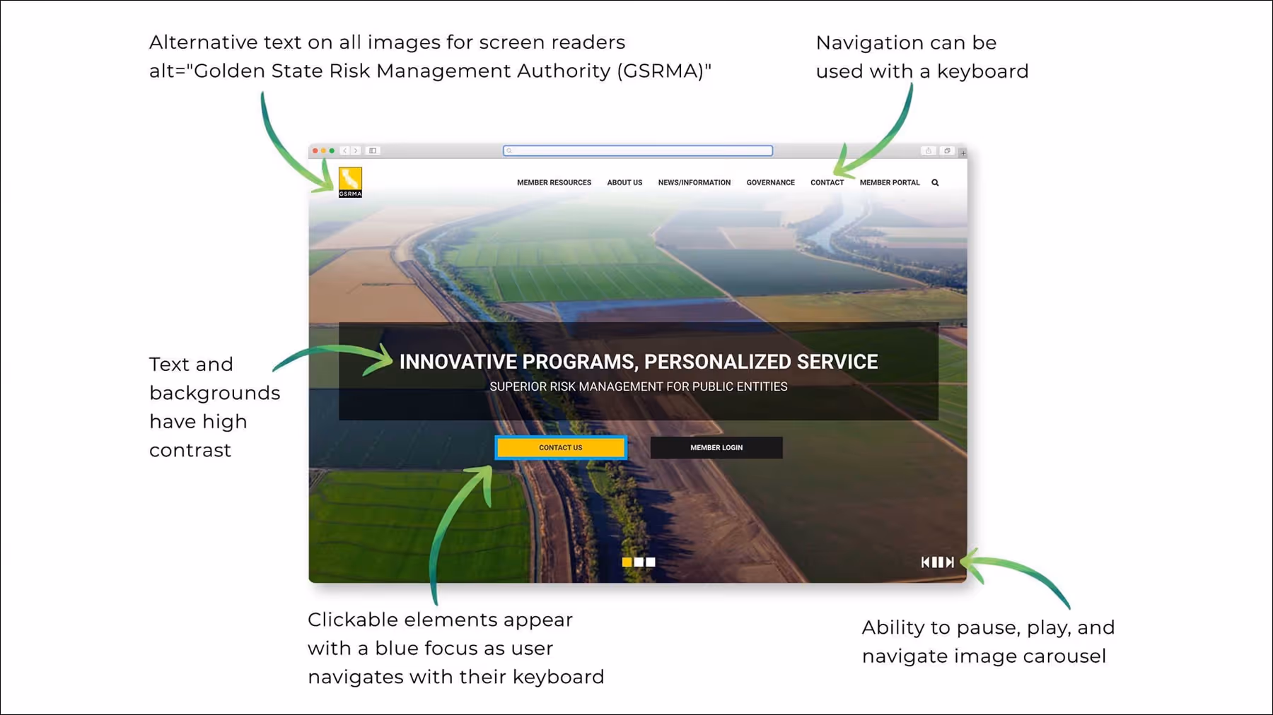 Example of an ADA-compliant webpage