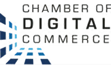 Logo for Chamber for Digital Commerce with a stylized globe composed of blue and gray squares.