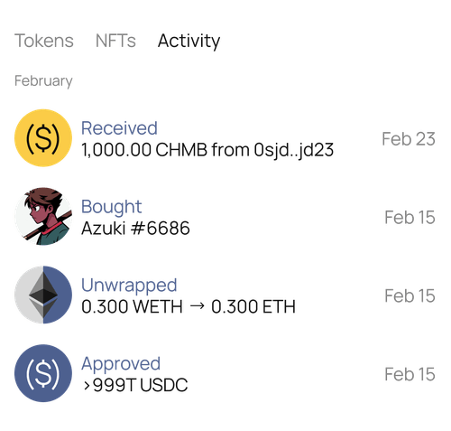 Real-Time Wallet Activity