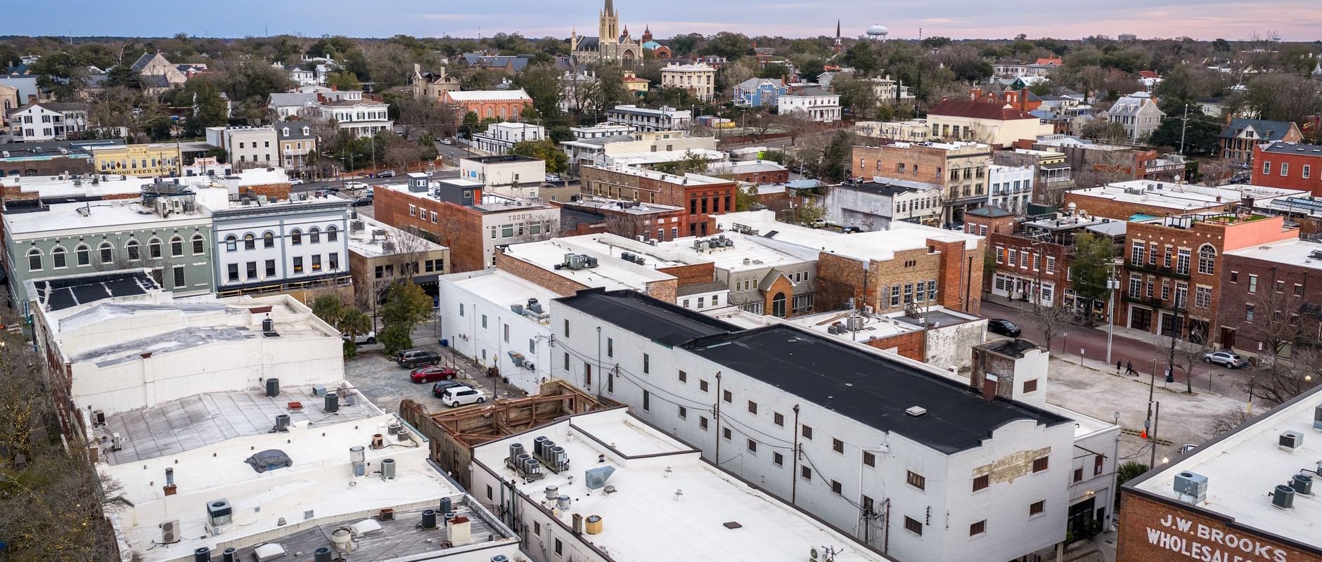 Aerial city view representing Mountain Brook, AL