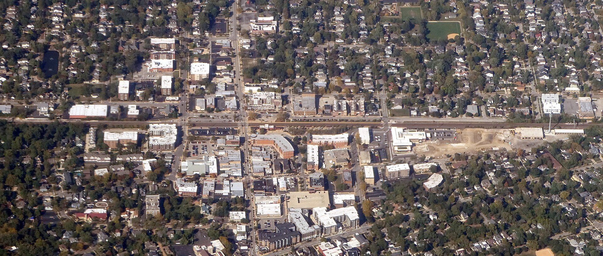Aerial view of Downers Grove, IL