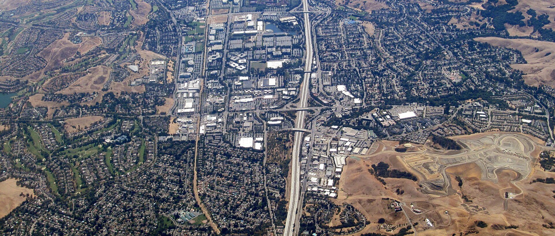 Aerial view of San Ramon, CA
