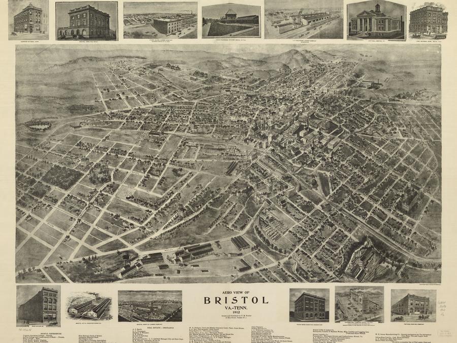 Aero view of Bristol, Va.=Tenn. 1912. LOC