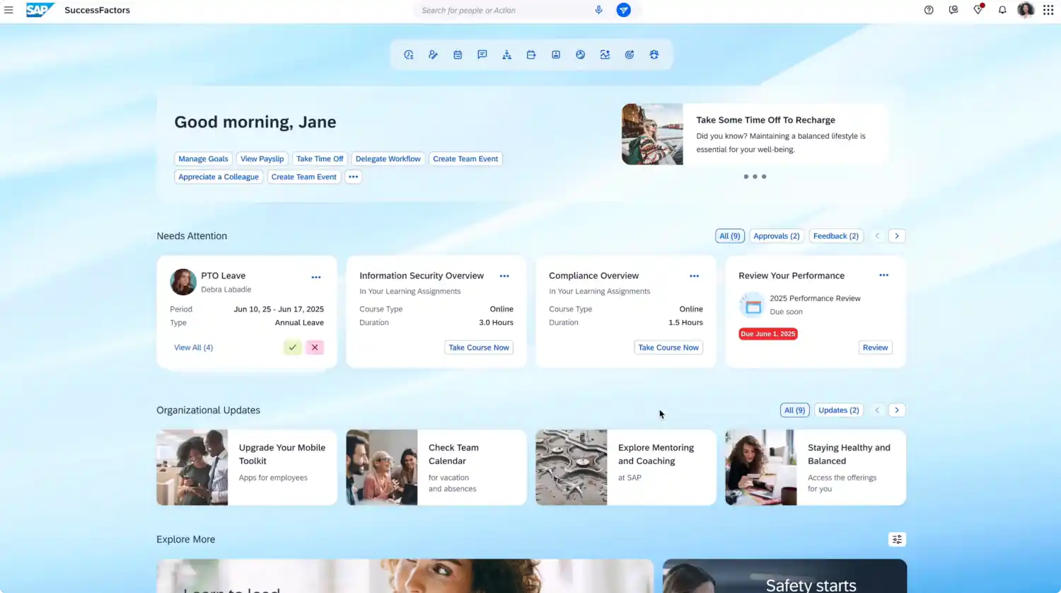 SuccessFactors Start page
