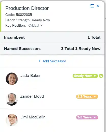 role profile card - successors