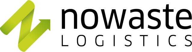Nowaste Logistics logo with stylized green arrow design and black text.