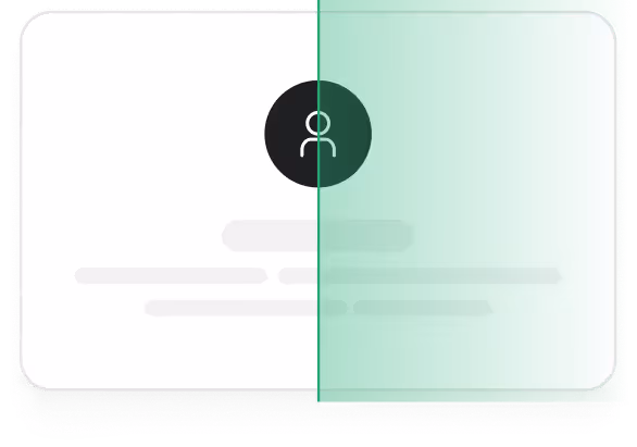 Grafički prikaz korisničkog profila sa ikonom korisnika u centru i poluprozirnim zelenim slojem na desnoj strani.
