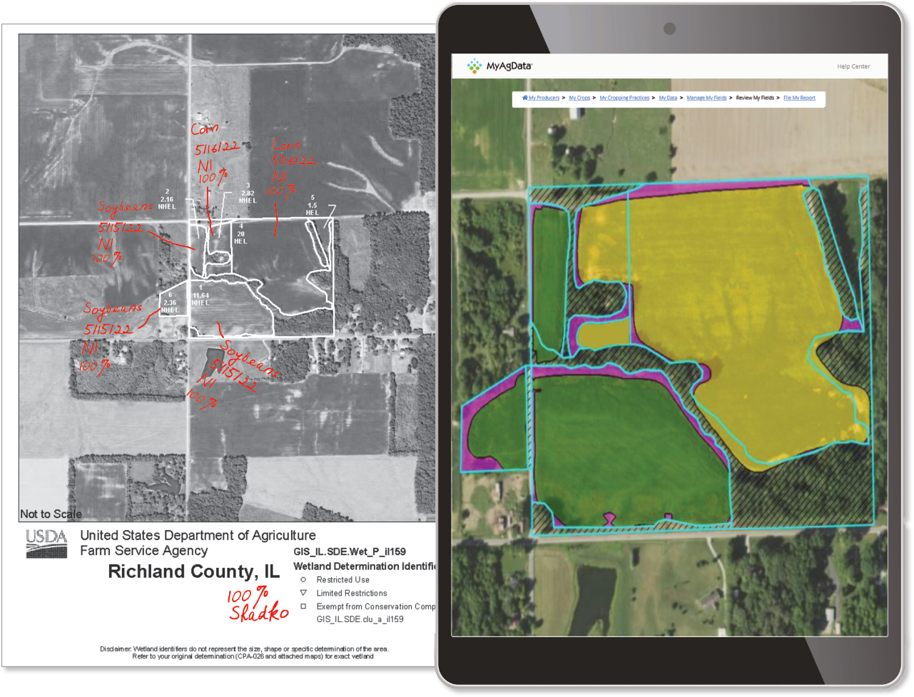 A picture that shows how MyAgData works on a tablet